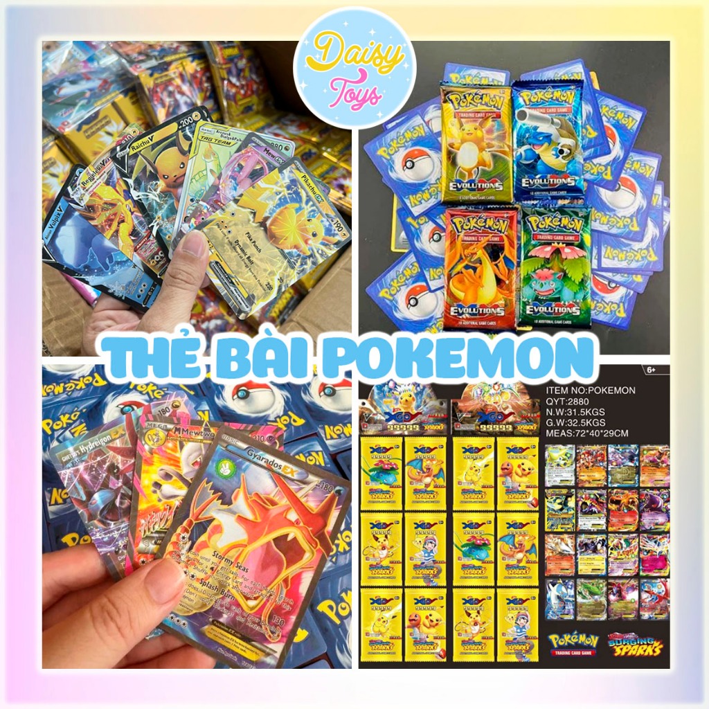 [BỘ THẺ BÀI DÂY - POKEMON  / 36 PACK / 36 GÓI / 288 THẺ]- Thẻ bài lấp lánh - Cards sưu tầm
