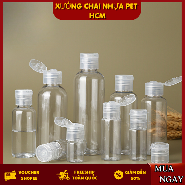 Chai Nhựa PET Nắp Bật 5ml–300ml – Lọ Đựng Gel, Sữa Tắm, Mỹ Phẩm Mini Du Lịch