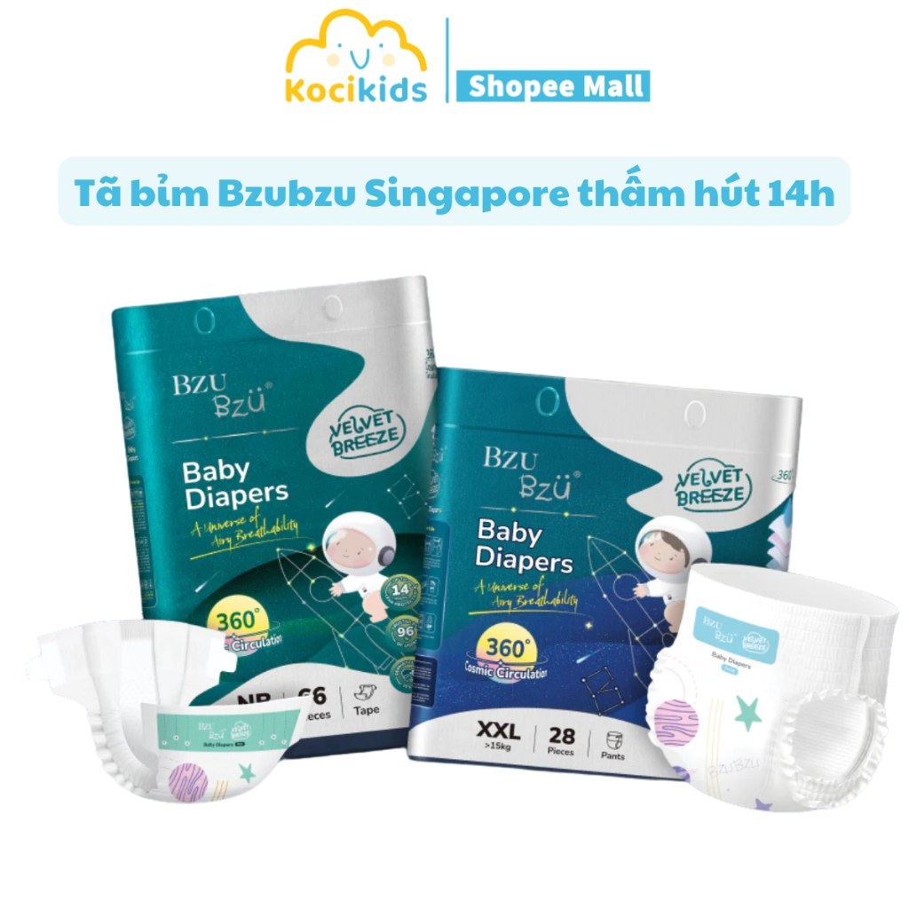 Tã Bỉm BZU BZU Velvet Breeze Singapore - Siêu Mềm Mỏng Thoáng Khí An Toàn Cho Bé