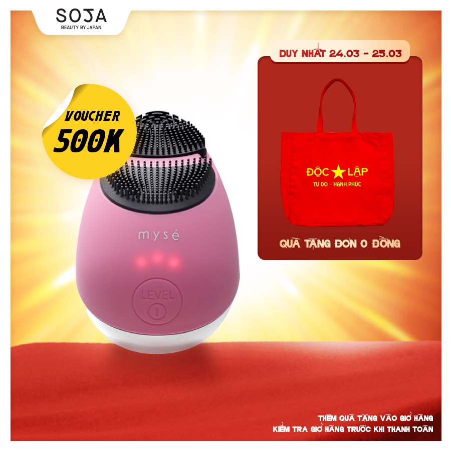 Máy rửa mặt Mysé nâng cơ công nghệ Ion và EMS (Đỏ)