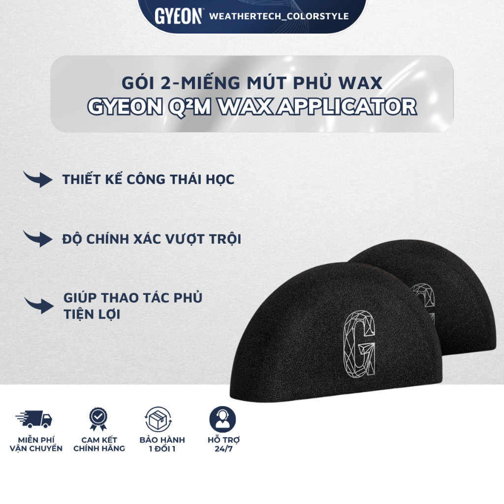 Gyeon Q2M Wax Applicator, Gói 2 Miếng Mút Phủ Sáp Wax Hình Bán Nguyệt Màu Đen