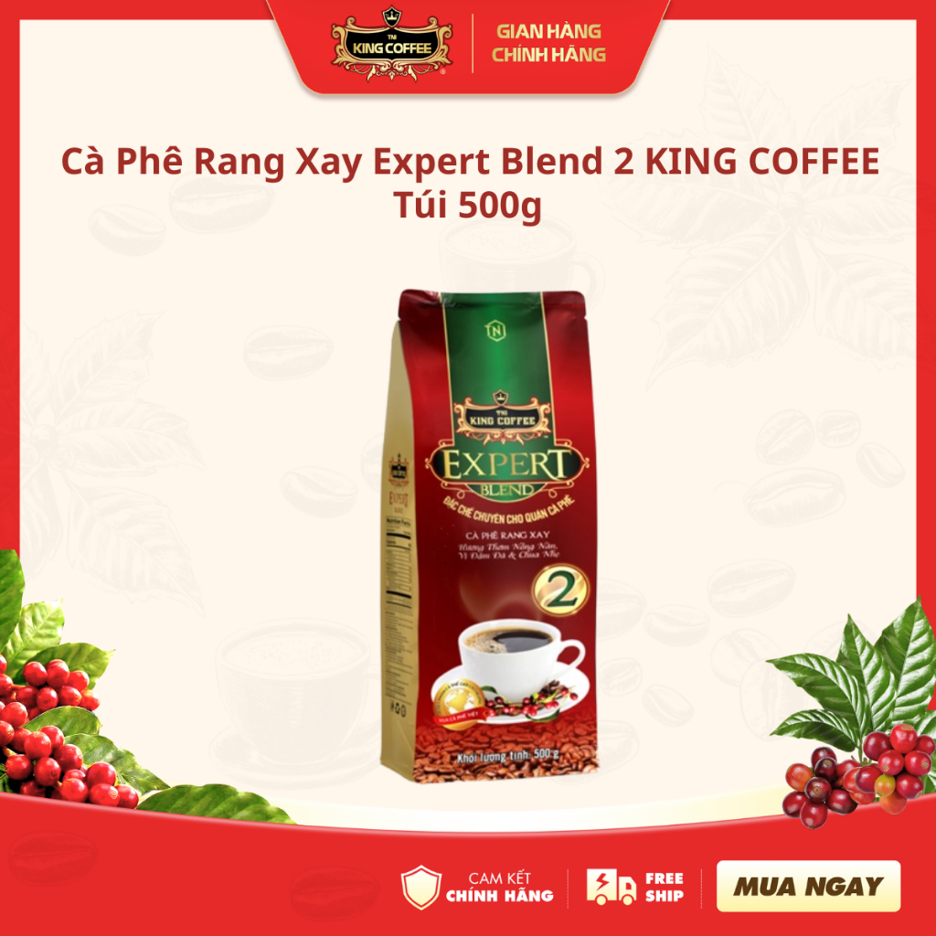 Cà Phê KING COFFEE Rang Xay Expert Blend 2 Pha Phin - Túi 500g - Đặc chế dành cho Quán Cà Phê
