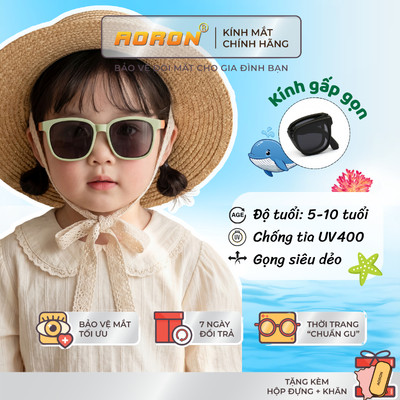Kính Gấp Gọn Tròng Phân Cực Cho Bé 5 -10 Tuổi Gọng Phối 2 Màu Thời Trang Siêu Dẻo Đàn Hồi An Toàn Cho Mắt Trẻ Em AK140