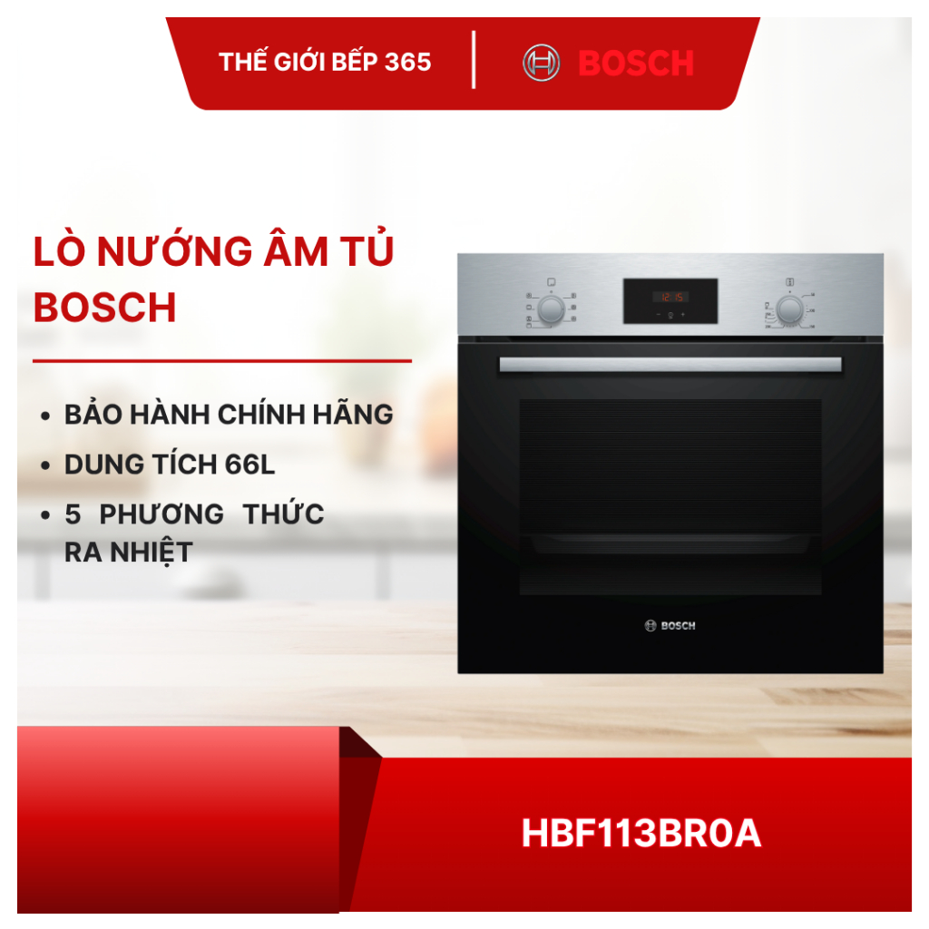 Lò Nướng Âm Bosch HBF113BR0A 66 Lít – Khoang Lò Tráng Men, Tiết Kiệm Điện Năng