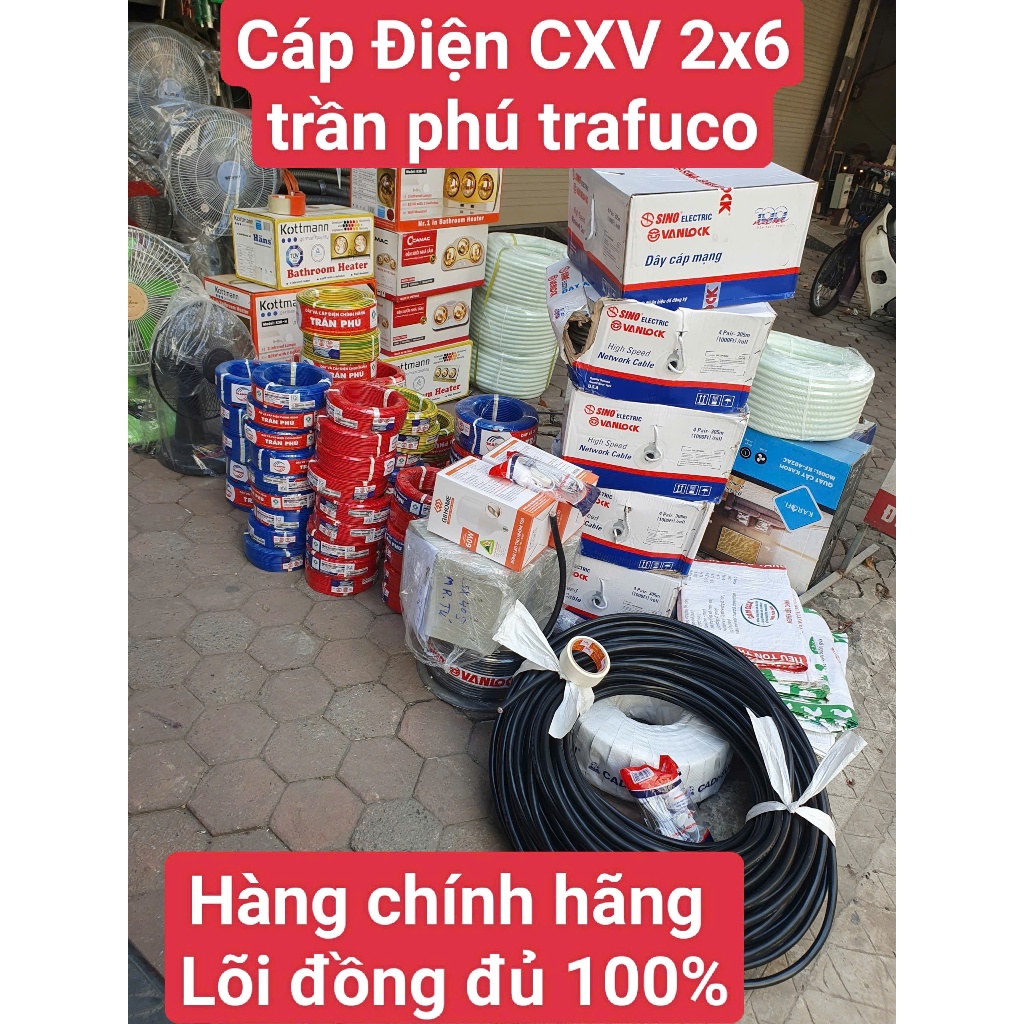 Dây Cáp Điện Nguồn CXV 2X6 Chính Hãng Trần Phú Phương Liệt-Lõi Đồng 100%-Vỏ Bọc Chống Cháy Chịu Nhiệ