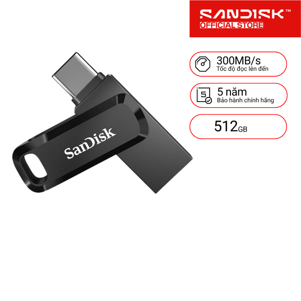 USB 3.2 OTG Sandisk Ultra Dual Drive Go Type-C SDDDC3-G46 64GB/128GB/256GB/512GB 400MB/s BH 5 năm