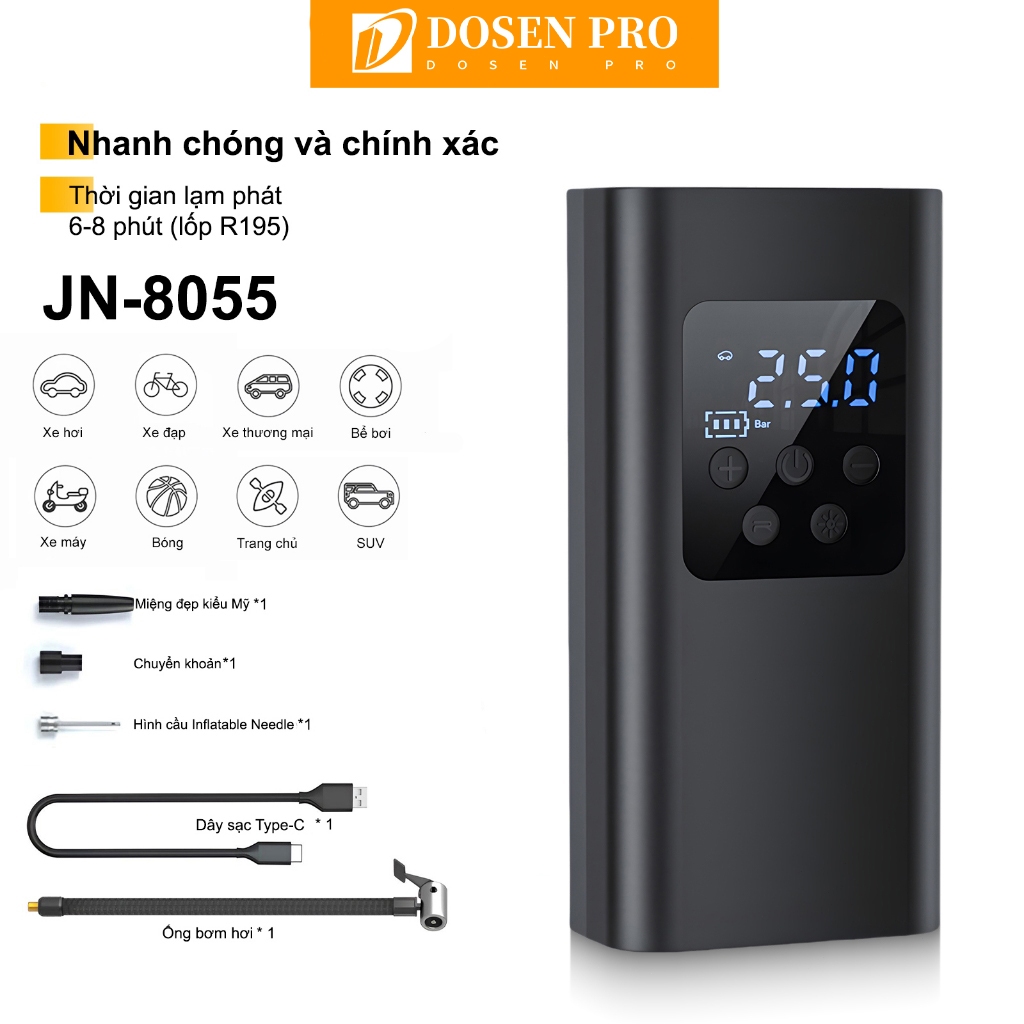 DOSEN Pro Máy bơm hơi lốp với đồng hồ đo áp suất lốp kỹ thuật số và đèn LED, Máy nén khí cho ô tô và xe đạp xe máy | BigBuy360 - bigbuy360.vn