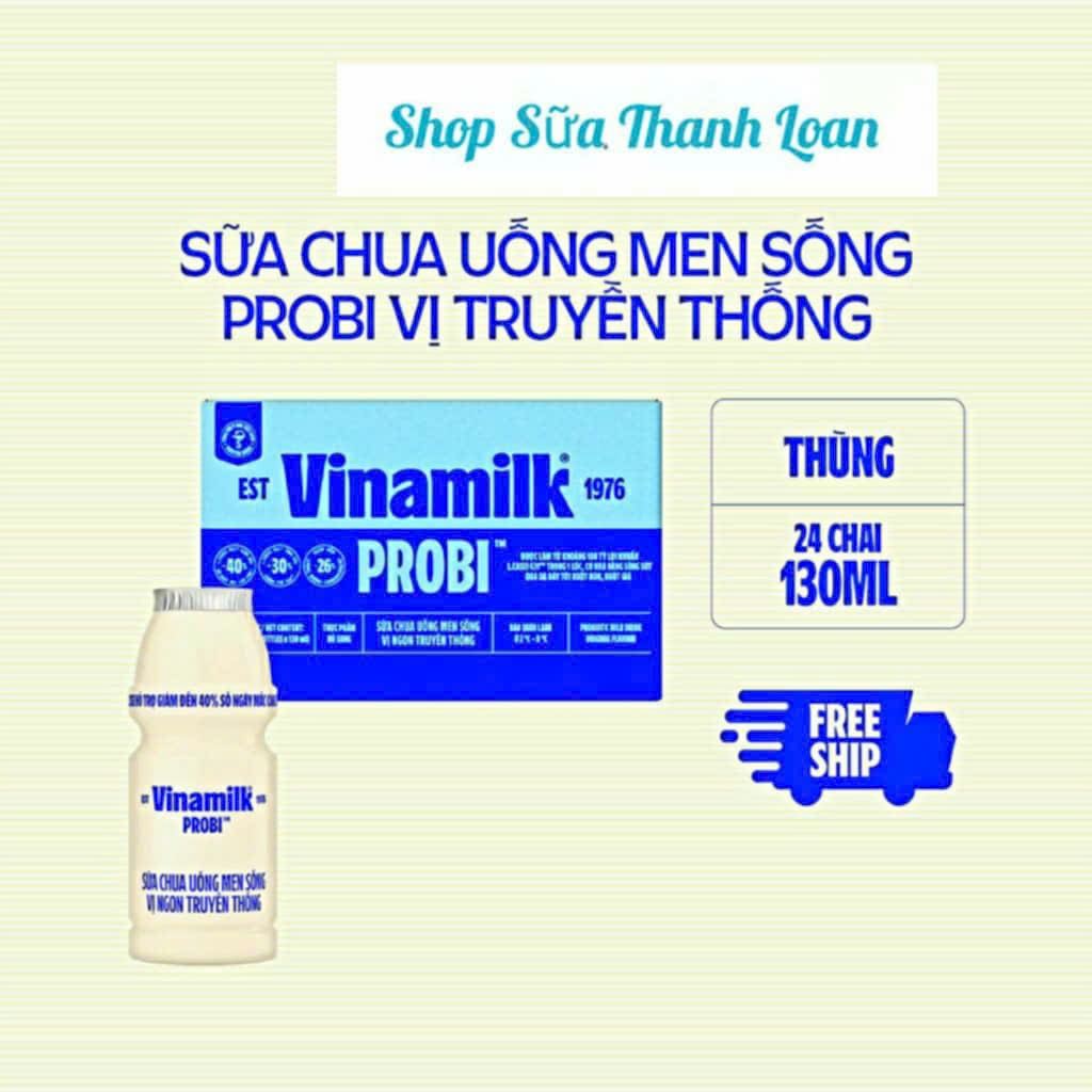 Thùng 24 Chai Sữa Chua Uống Probi Có Đường - Lốc 3 Chai 130ml.