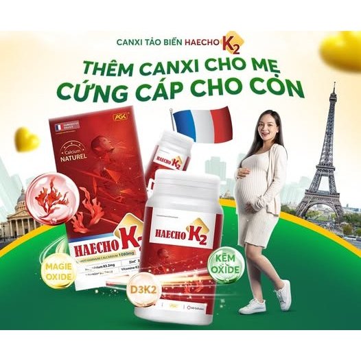 Canxi Tảo Biển đỏ HAECHO K2 / MENACAL , Canxi bầu và sau sinh, Bổ sung Vitamin, dễ hấp thu APLICAPS 
