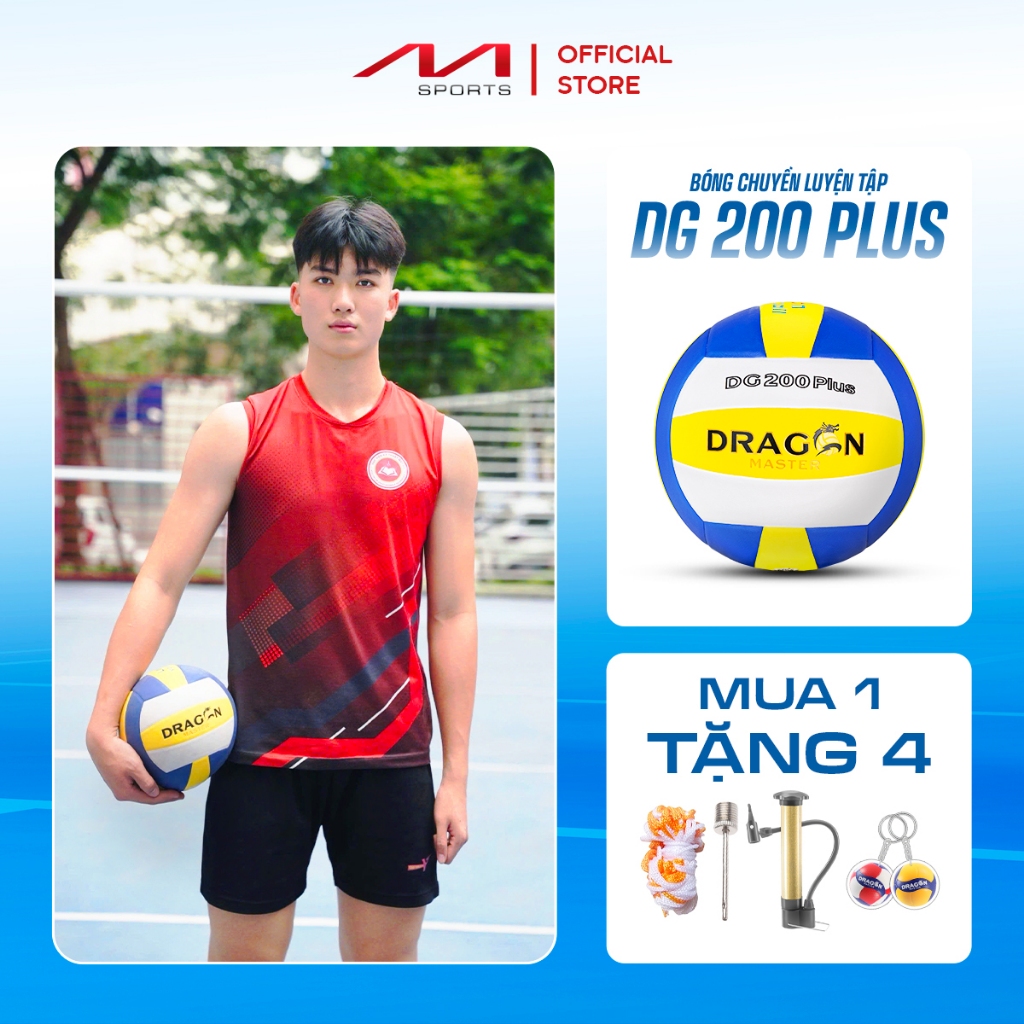 [MUA 1 TẶNG 4] Banh Bóng Chuyền Da DG200 Plus Dragon Master - Da Mềm 100%, Bóng Luyện Tập Cho Người 