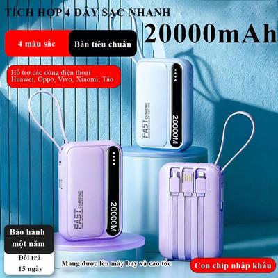 Sạc dự phòng 20000mah có tích hợp 4 cáp sạc nhanh màn hình led hiện thị dung lượng sạc được cho nhiều thiết bị vn-03