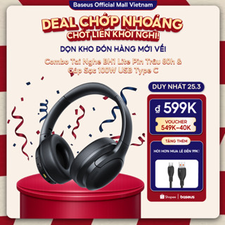 Tai Nghe Baseus Bass BH1 Lite Bluetooth 6.0 App Thông Minh Chống Ồn ENC Chơi Nhạc 80 Giờ