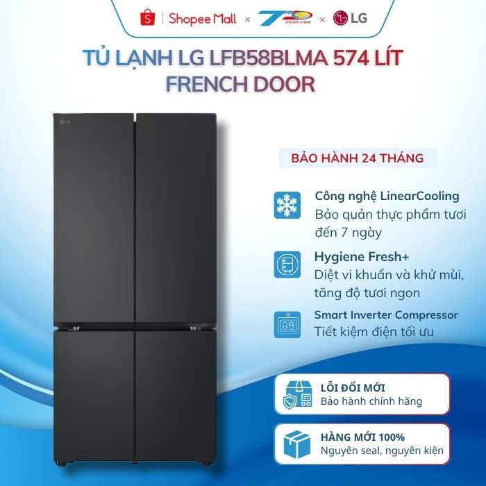 Tủ lạnh LG LFB58BLMA 574 lít French Door màu đen |BH chính hãng 100%, Chỉ giao nội thành Hà Nội