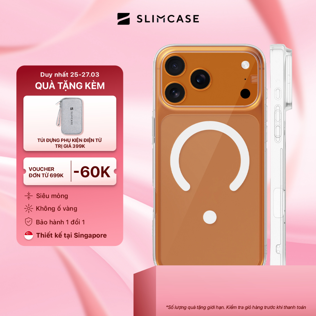 Ốp lưng iPhone 15 / 16 / 17 Series SLIMCASE UNIQUE - Không ố vàng, siêu mỏng, hỗ trợ sạc không dây