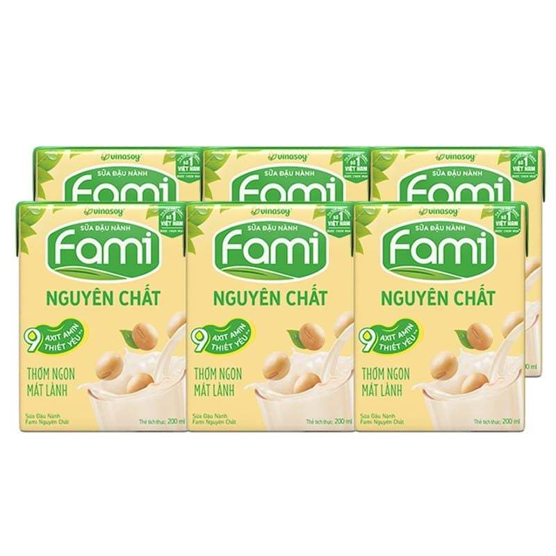 Sữa Đậu Nành Fami 100% Đạm Thực Vật – Lốc 6 Hộp Uống Liền – Sữa uống bổ dưỡng mỗi ngày (Fami Nguyên 