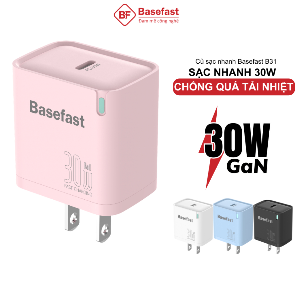 Củ sạc nhanh 30W Basefast cục sạc chống quá tải nhiệt siêu bền dùng cho ip samsung oppo xiaomi ...
