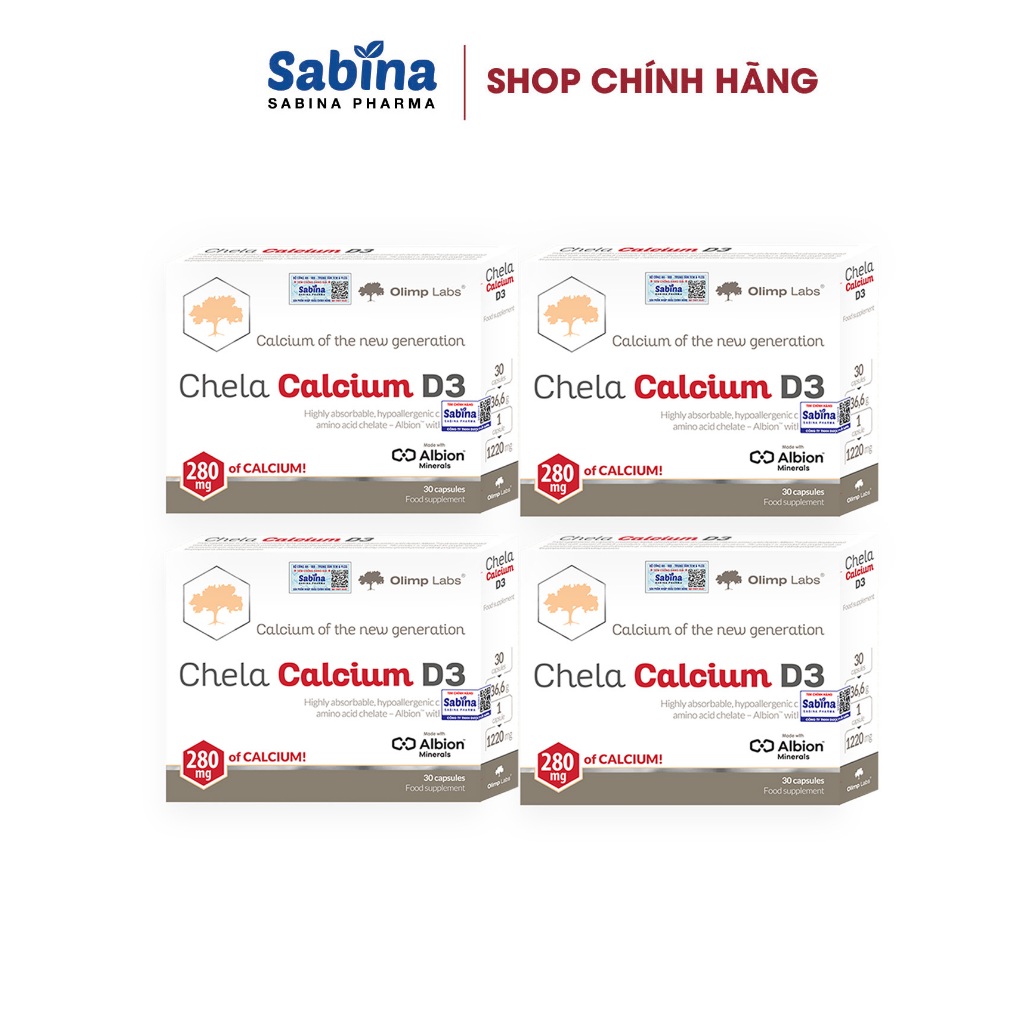 4H Chela -Calcium D3 (Olimp Labs.Thực phẩm bảo vệ sức khỏe hỗ trợ bổ sung canxi và vitamin D3 cho bà