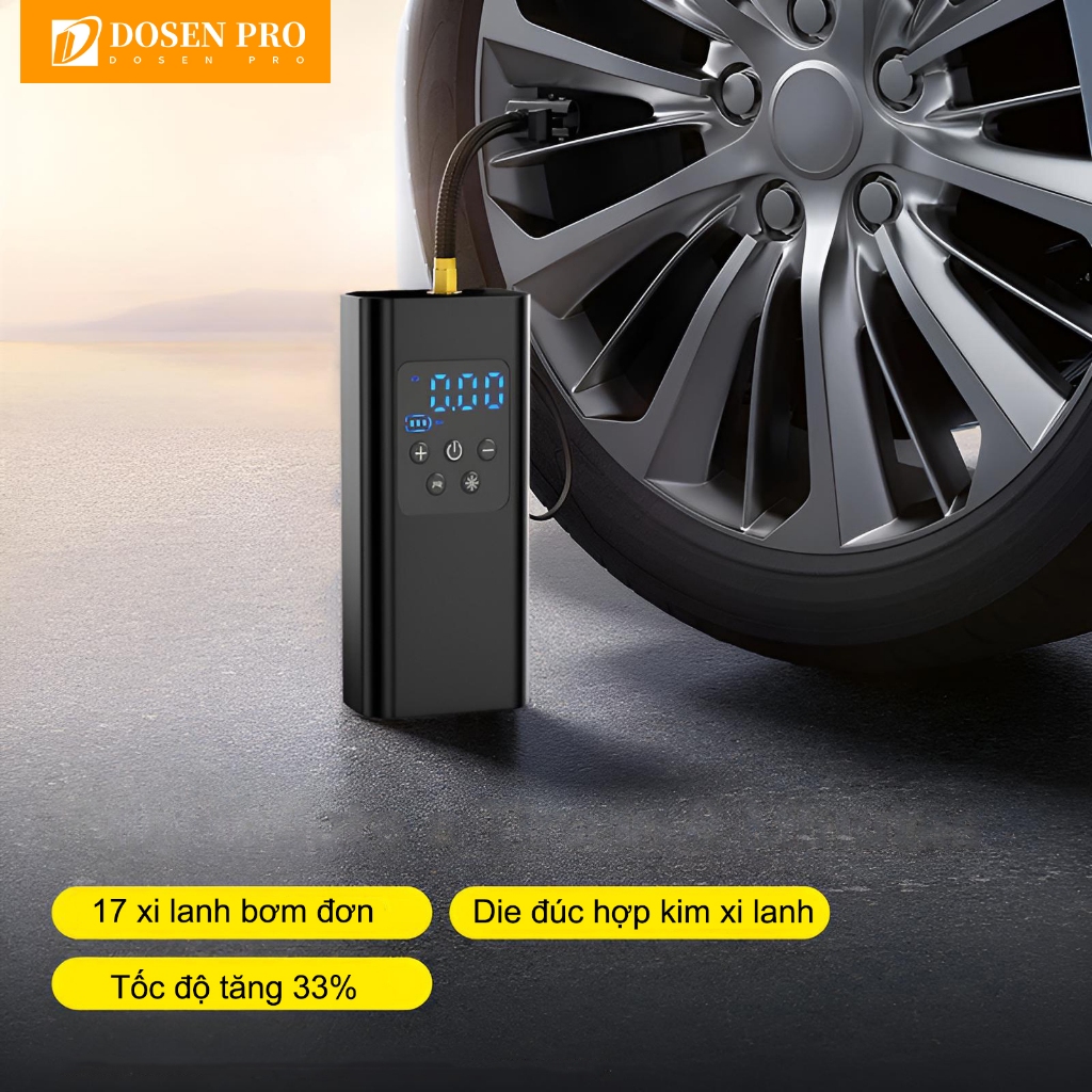 DOSEN Pro Máy bơm hơi lốp với đồng hồ đo áp suất lốp kỹ thuật số và đèn LED, Máy nén khí cho ô tô và xe đạp xe máy | BigBuy360 - bigbuy360.vn