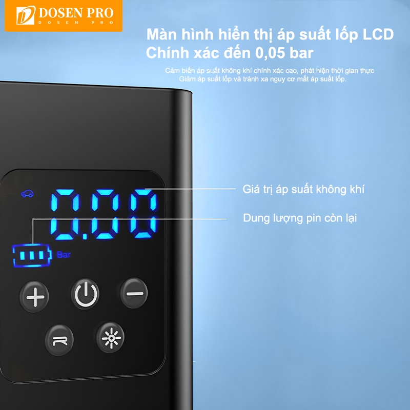 DOSEN Pro Máy bơm hơi lốp với đồng hồ đo áp suất lốp kỹ thuật số và đèn LED, Máy nén khí cho ô tô và xe đạp xe máy | BigBuy360 - bigbuy360.vn