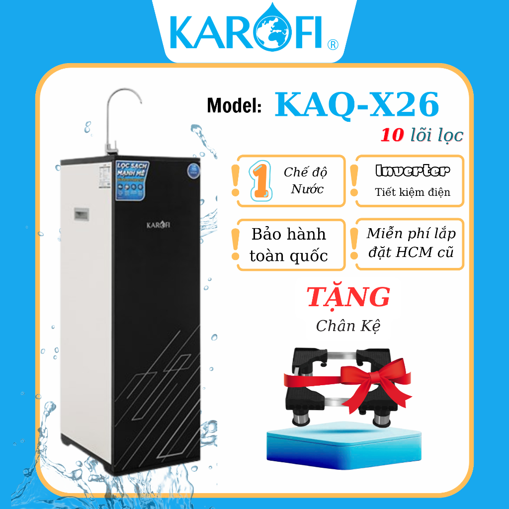 Máy lọc nước RO nguội 1 vòi Karofi KAQ-X26 10 lõi, Karofi x26 - Miễn phí lắp đặt KV HCM CŨ
