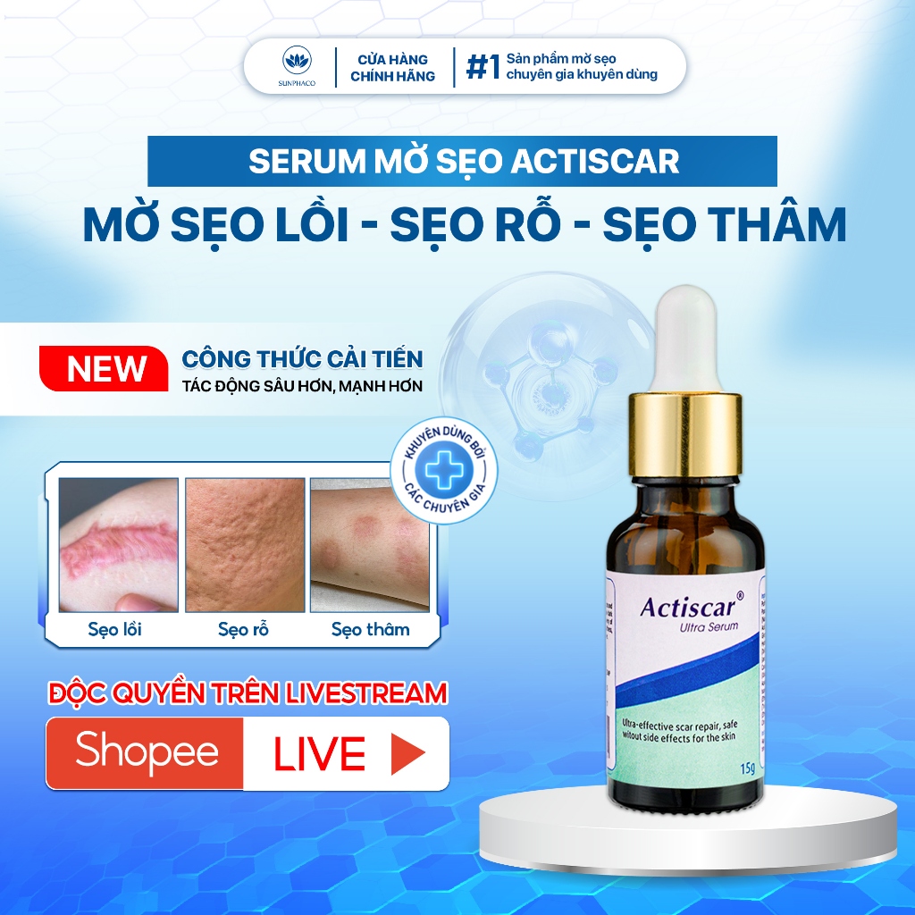 Serum Xoá Mờ Sẹo Actiscar 15g Hỗ Trợ Mờ Sẹo Lồi, Sẹo Rỗ Và Mờ Thâm