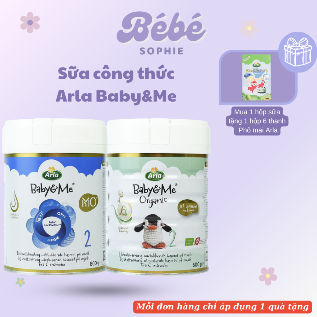 Sữa Arla Baby&Me HMO 800gr , Sữa Arla Baby&Me Organic A2 600gr số 1, 2, 3 - Bebe Sophie