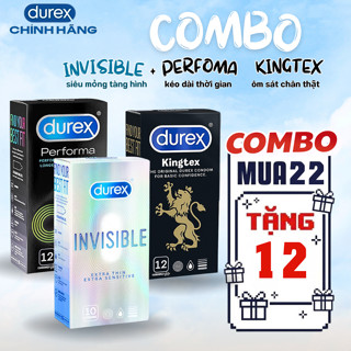 Combo Bao Cao Su Durex Siêu Mỏng Chân Thật Gân Gai Kéo Dài Thời Gian Nhiều Gel Hàng Chính Hãng