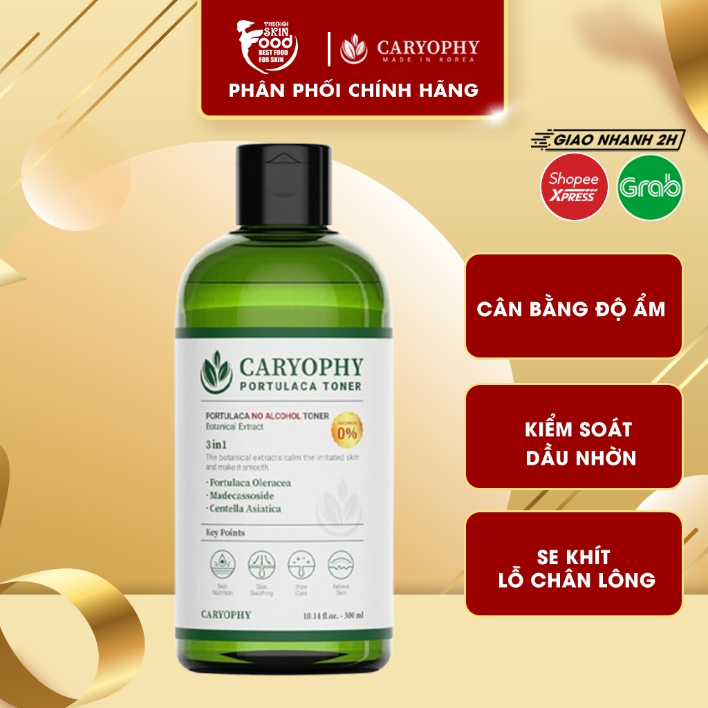 Nước Hoa Hồng Chăm Sóc Da Dầu Mụn Caryophy Portulaca Toner 300ml