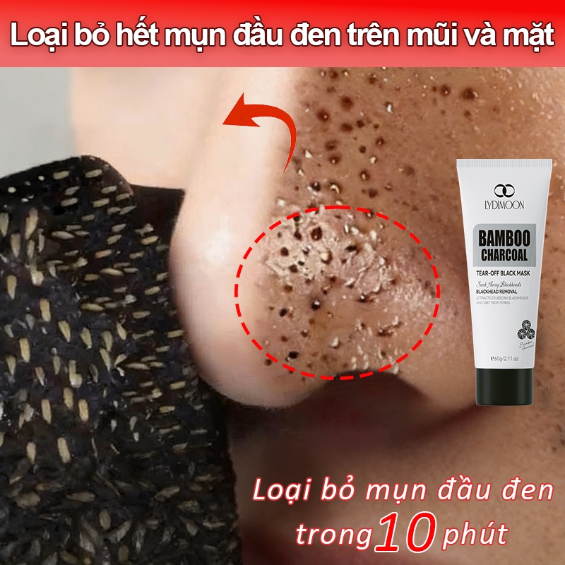 Mặt nạ than tre đen lột LYDIMOON, loại bỏ mụn đầu đen và mụn trứng cá, làm sạch sâu 60g