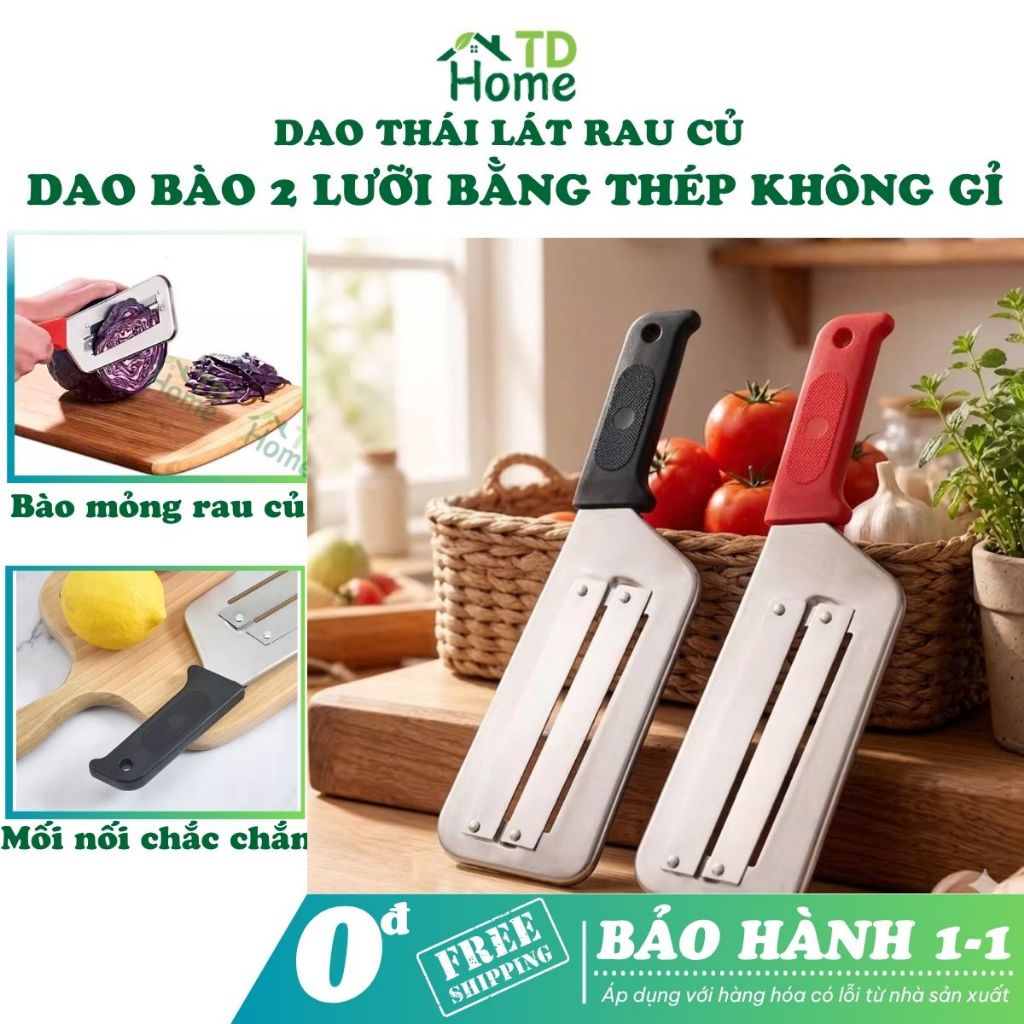Dao bào rau củ 2 lưỡi TDHome dao thái rau củ cắt lát đa năng dao bào lưỡi kép sắc bén HH578