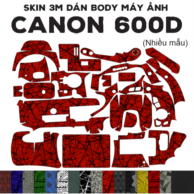 Skin 3M dán Canon 600D (Nhiều mẫu) | Miếng film dán bảo vệ máy cho body máy ảnh canon 600d