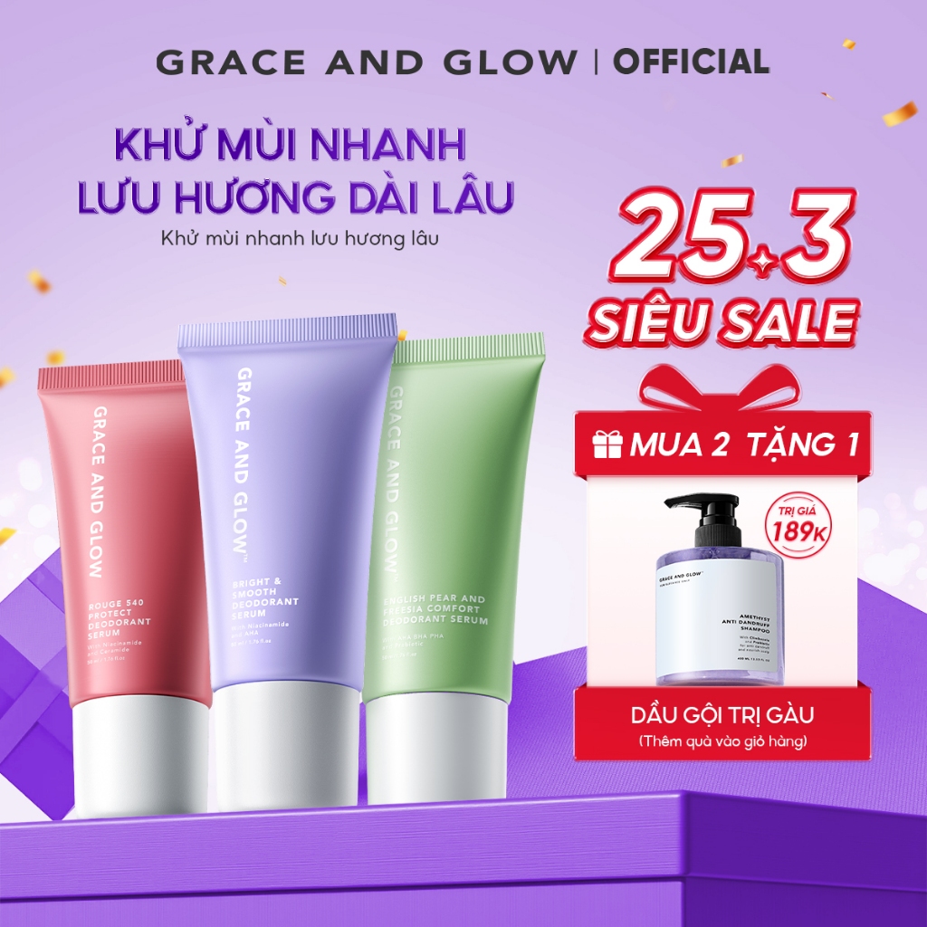 Lăn khử mùi Grace and Glow Black Opium Smooth Deodorant Serum Lăn Nách Sáng Da Ngăn Mồ Hôi với Niacinamide AHA 50ml
