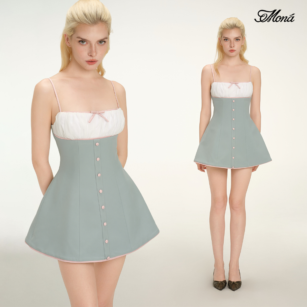 Đầm nữ MONÁ Đầm 2 dây form chữ A chất kate - ROSA Dress