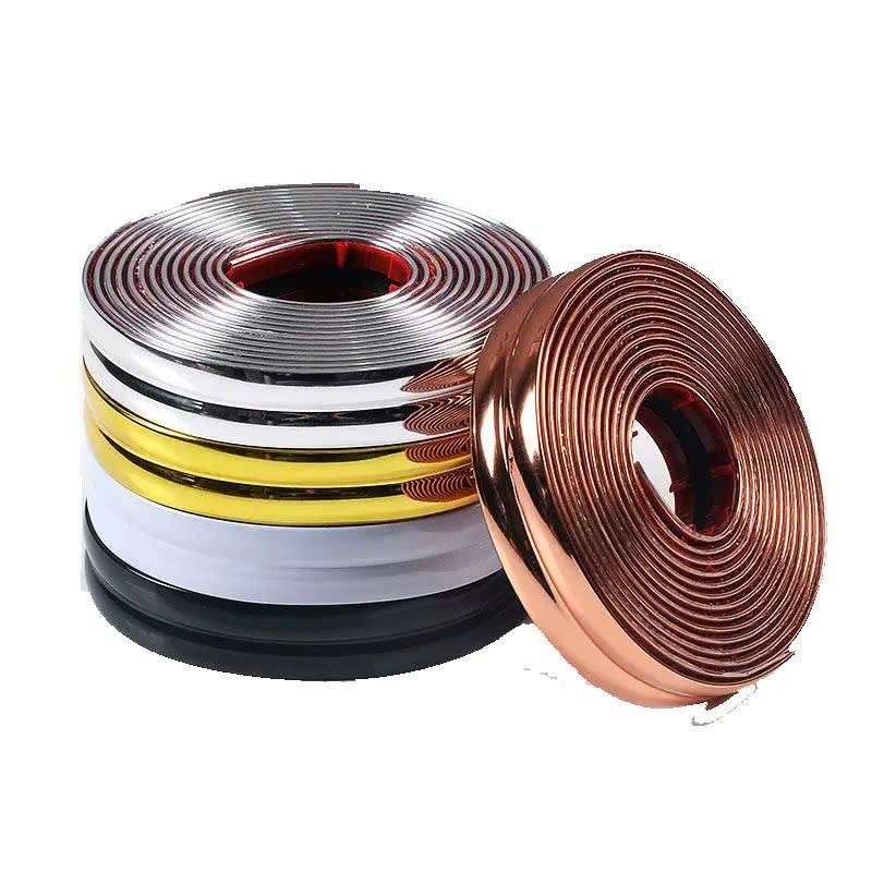 Cuộn Dây Dán PVC Viền Đôi Trang Trí Màu Trắng, Đen, Vàng, Bạc (Bán Mét Dài Tới)