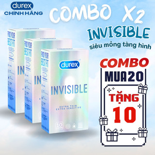 Combo 20 Chiếc Durex Invisible Phiên Bản Mới Siêu Mỏng Nhiều Gel Bôi Trơn Chính Hãng