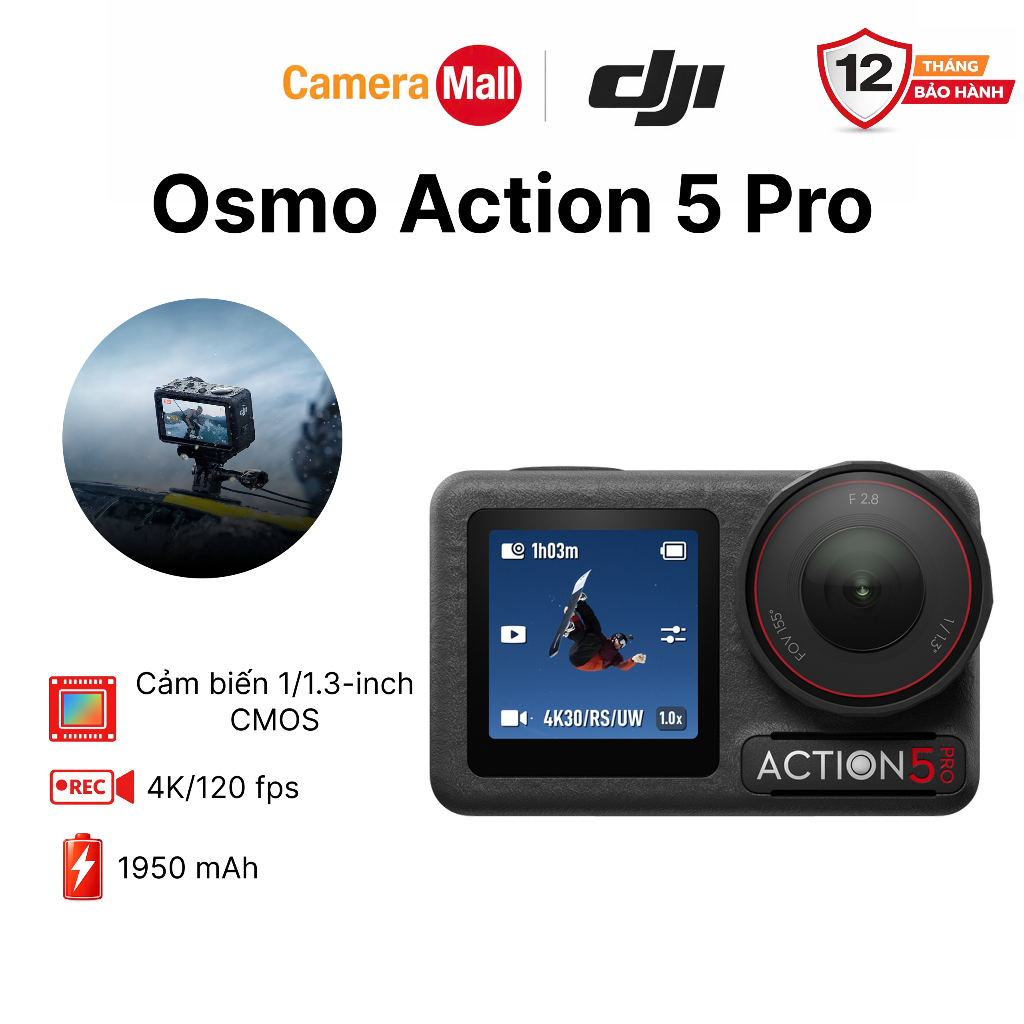 DJI Osmo Action 5 Pro / Osmo Action 4 – Camera hành động 4K/120fps, chống nước, Chính Hãng