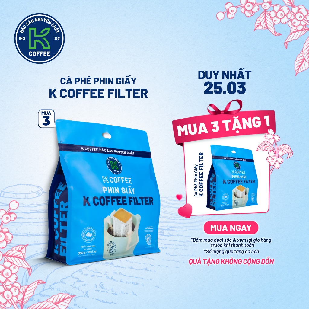 Cà Phê Phin Giấy K Coffee Filter 300G - Thương hiệu K Coffee