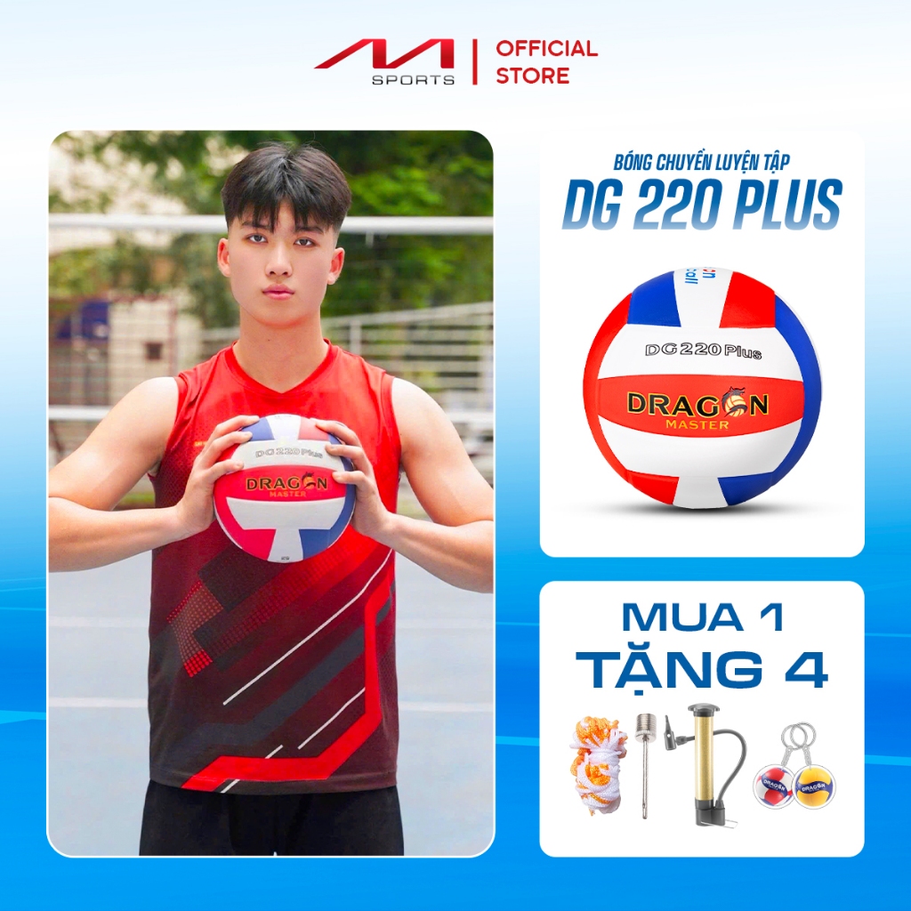 [MUA 1 TẶNG 4] Banh Bóng Chuyền Da DG220 Plus Dragon Master - Da Mềm 100%, Bóng Luyện Tập Cho Người 
