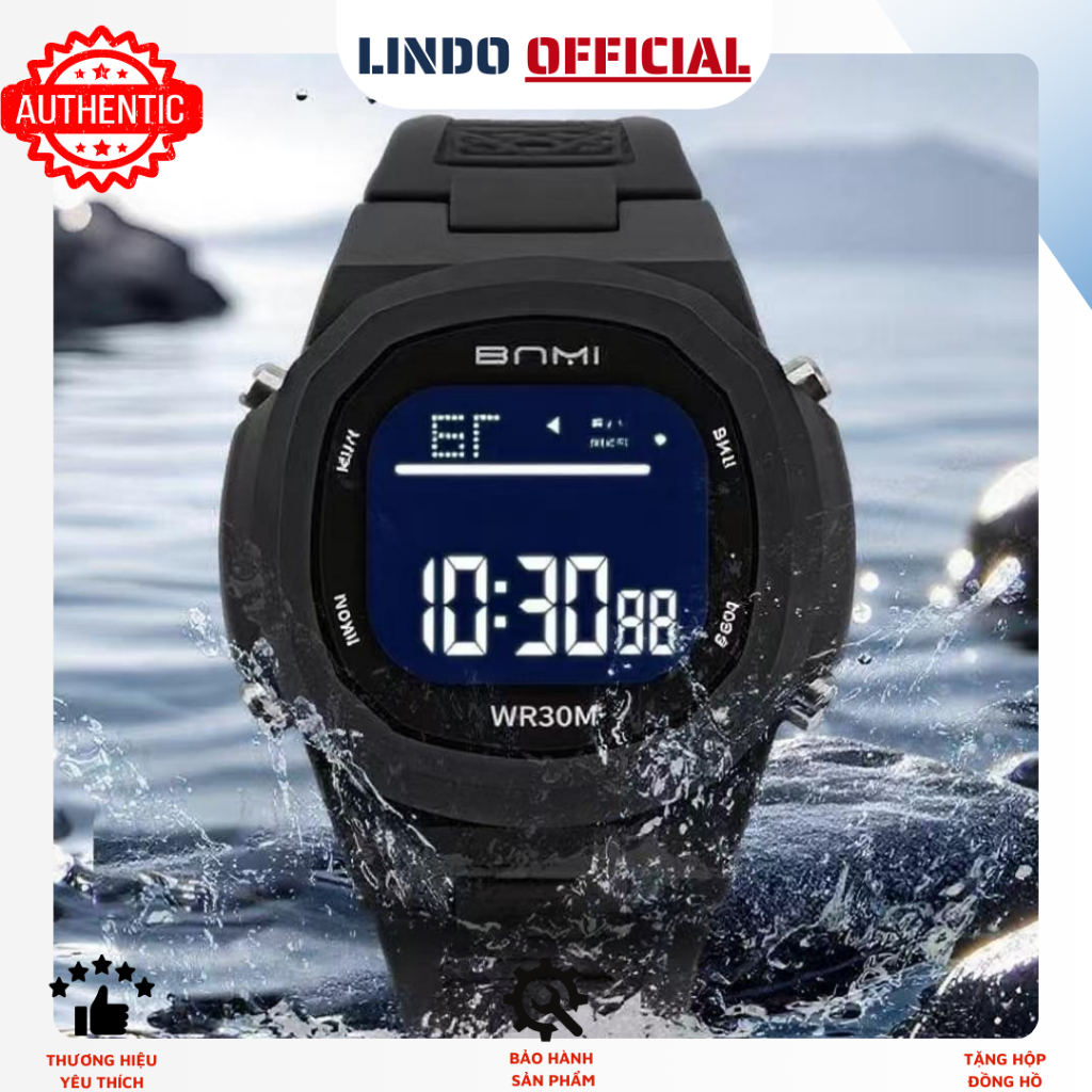 Đồng hồ nam chính hãng BM300 chống nước 100M kèm hộp bảo hành 5 năm siêu bền
