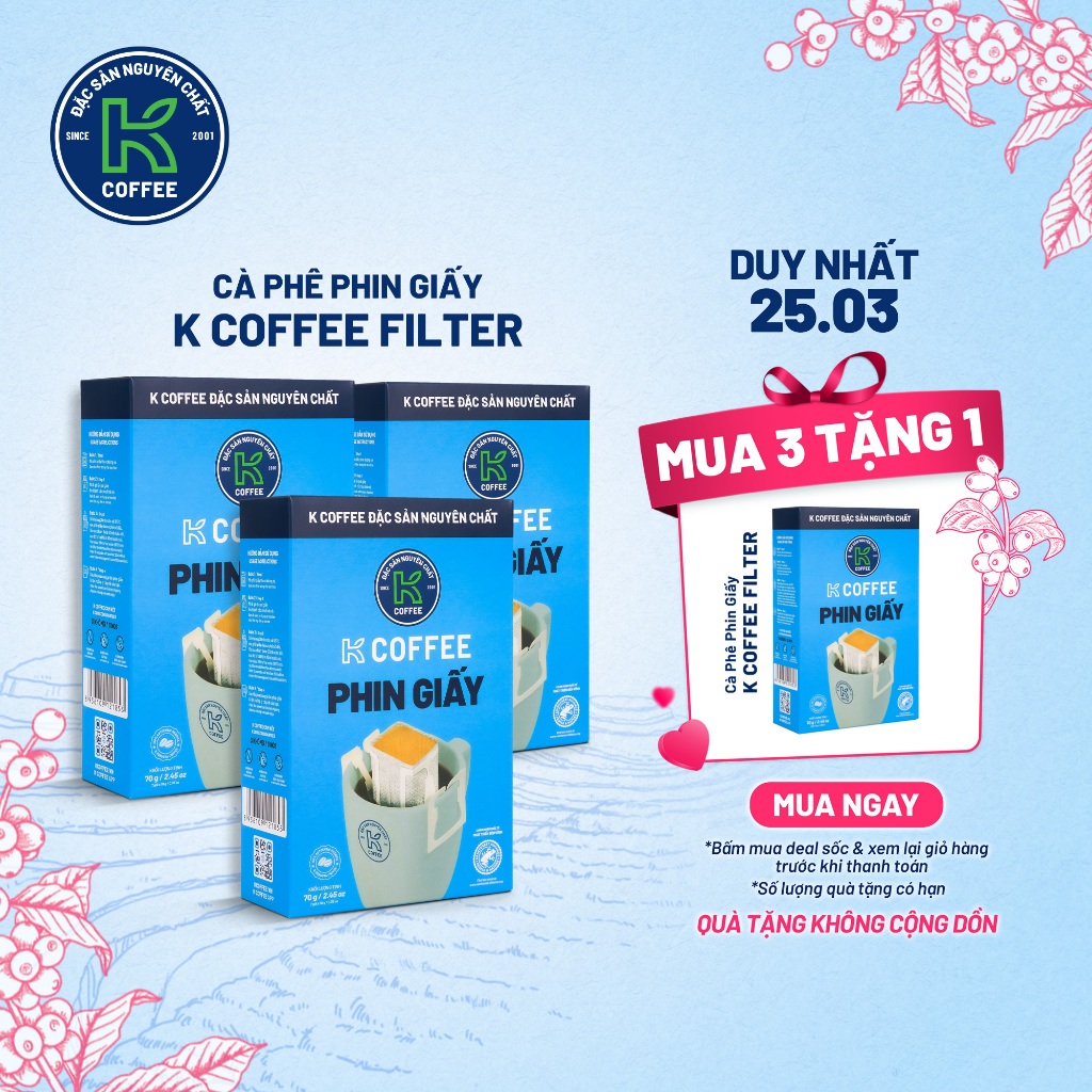 Cà Phê Phin Giấy K Coffee Filter 70G Mix Arabica & Robusta - Thương hiệu K Coffee
