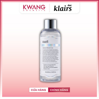 Nước Hoa Hồng Klairs Freshly Juiced Vitamin Essence Toner 180ml Dưỡng Sáng Cấp Ẩm Thuần Chay