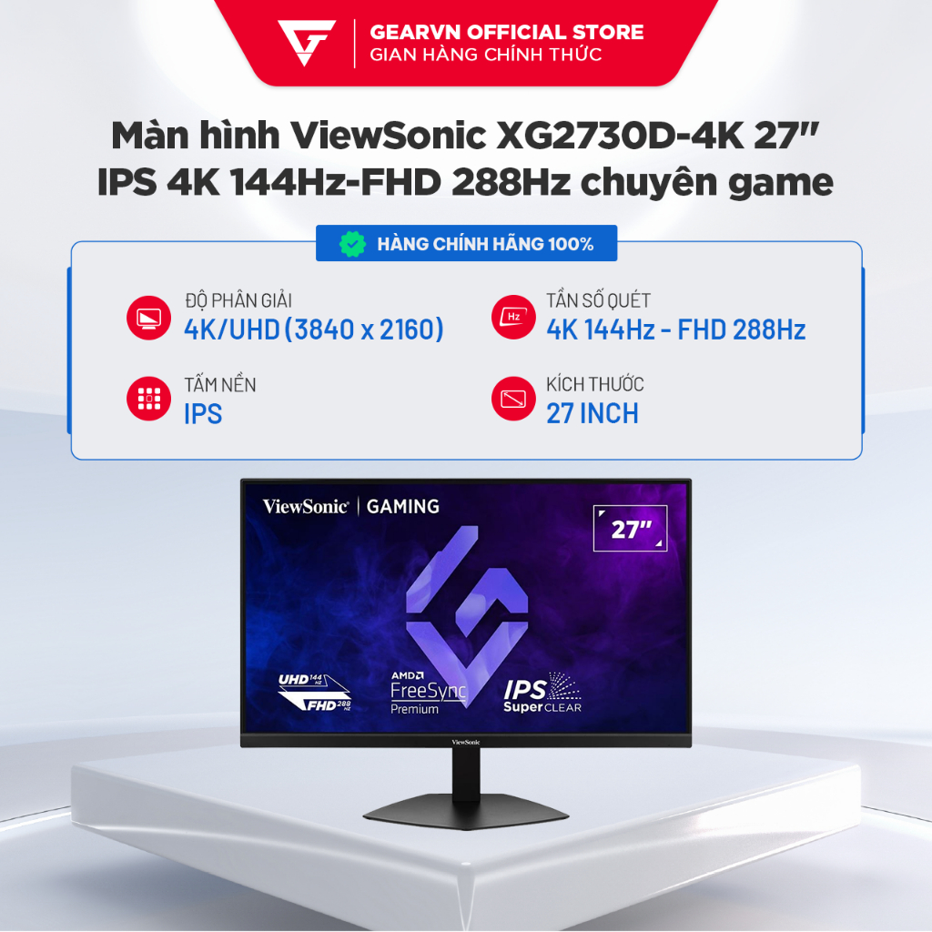 Màn hình ViewSonic Dual Mode XG2730D-4K 27 inch IPS 4K 144Hz-FHD 288Hz cân mọi tác vụ Đồ họa, Gaming
