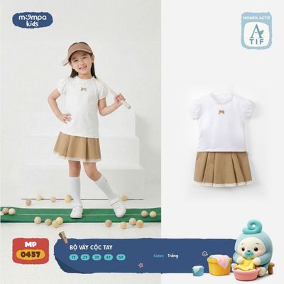 Bộ quần váy cho bé Mompa 1-5 tuổi vải Cotton Actif co giãn thấm hút nhanh khô MP 0457