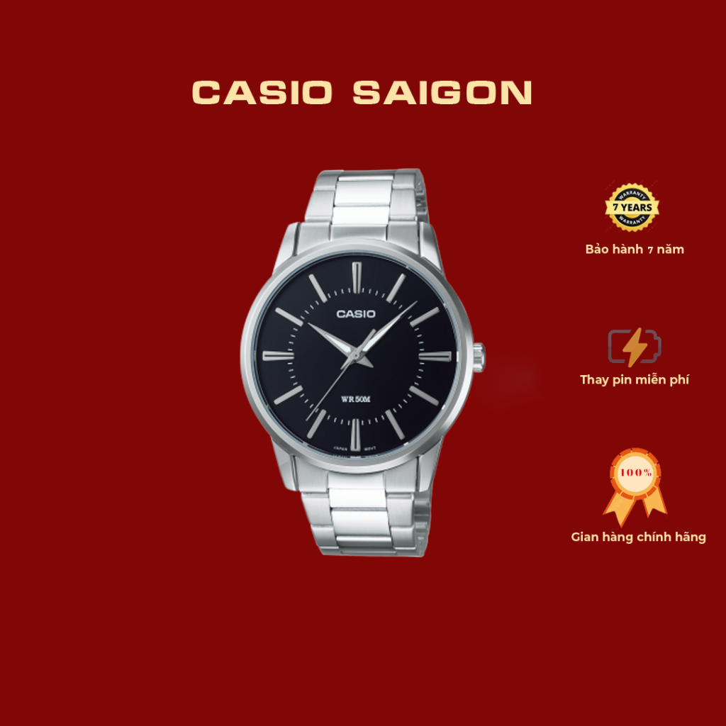 (Chính Hãng) Đồng Hồ Casio Nam MTP-1303D-1AV Mặt Đen Size 40mm - Bảo Hành 7 Năm