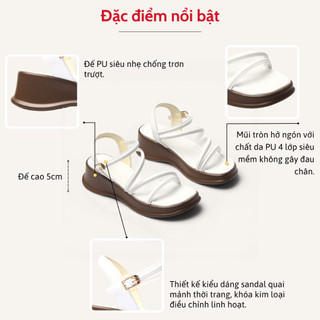 Giày Sandal Nữ Đế Xuồng 5cm Quai Mảnh Pixie H307