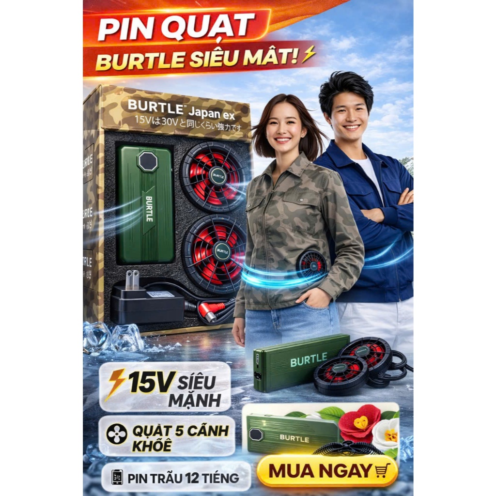 Bộ pin điều hòa BURTLE kèm áo cao cấp