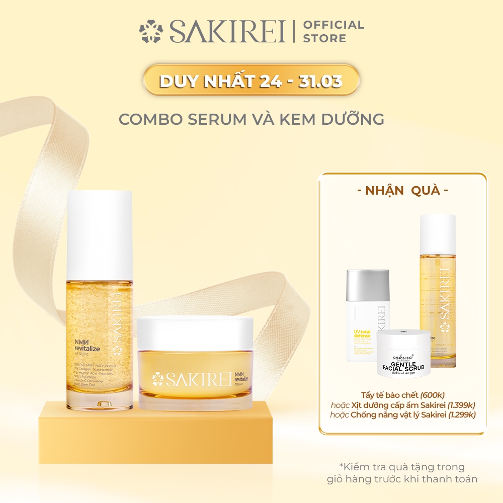 Combo Serum NMN Sakirei và Kem dưỡng phục hồi da Sakirei NMN Revitalize