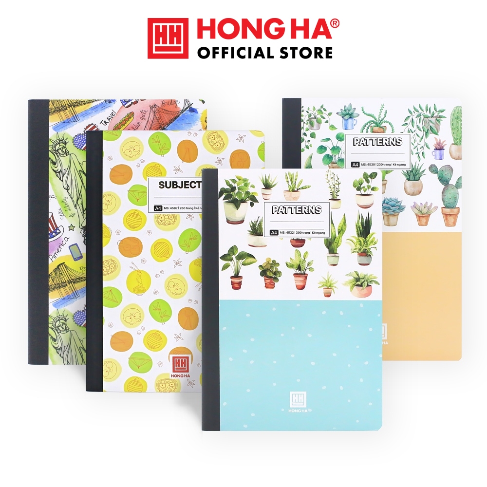 Sổ vở bìa bồi cứng 200/260/300/360/400/420 trang kẻ ngang A4 Hồng Hà