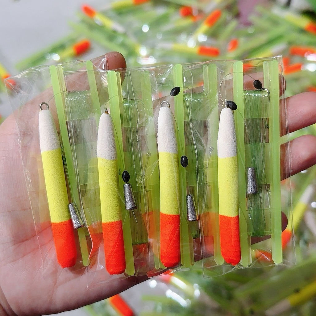 [5 bộ] Phao lưỡi tóm sẵn 1 lưỡi - 2 lưỡi câu cá rô, lưỡi câu cá trê