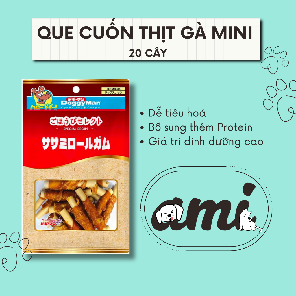 DoggyMan - Que cuốn thịt gà mini 20 cây
